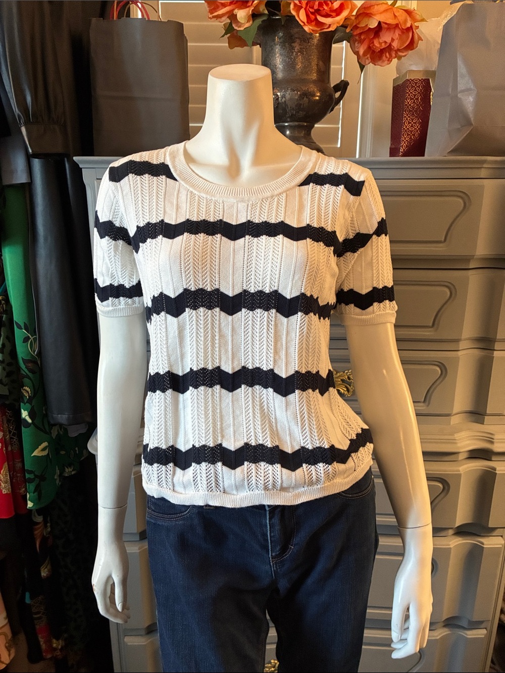 CAbi #6455 Nautical Sweater Tee XS